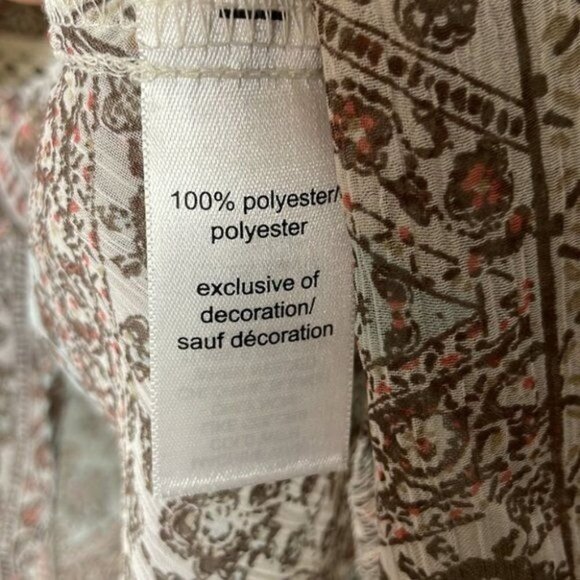 Maurices M White Pastel Ditzy Floral Sheer Boho Lightweight Flowy Peasant Blouse - Picture 6 of 12